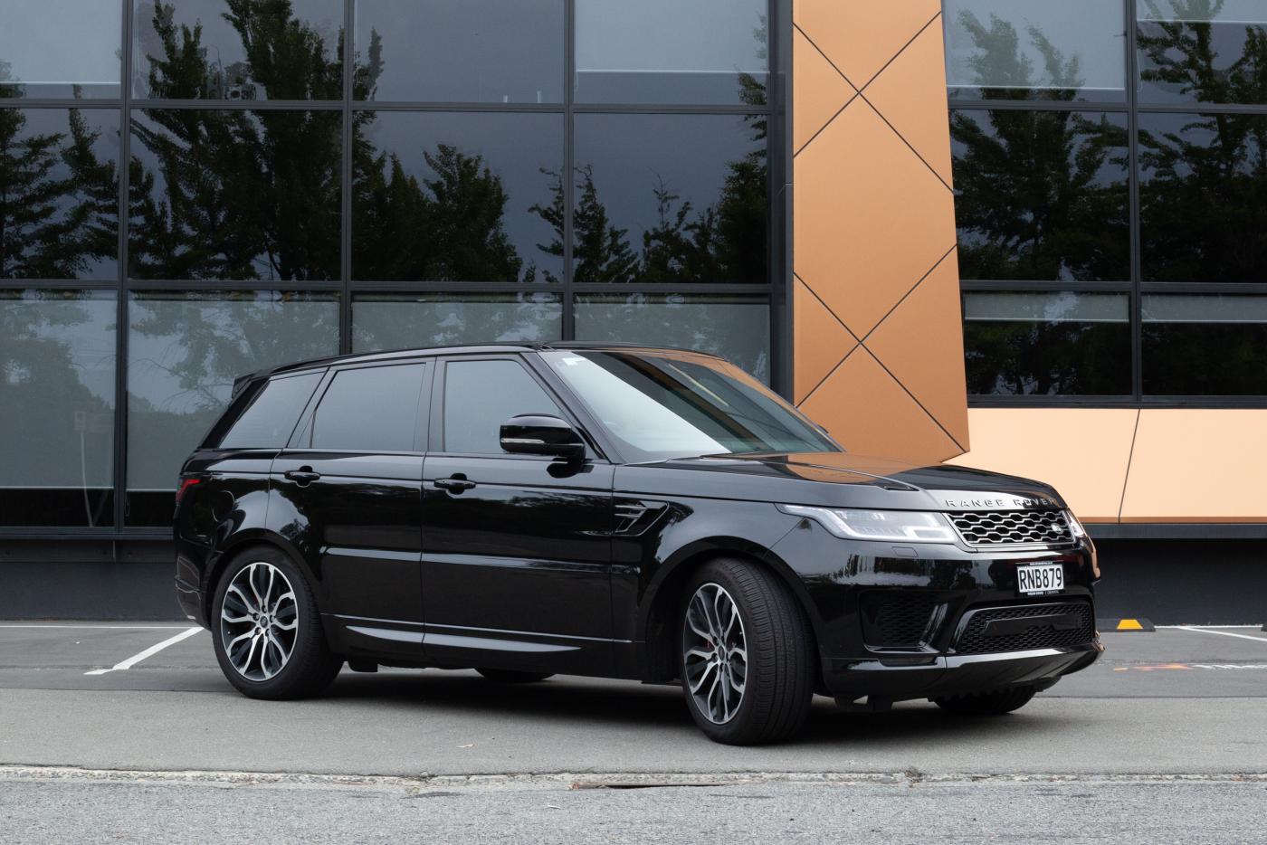 Range Rover Sport V8 in obsidian black — Dream Drives chauffeured touring vehicle, Christchurch
